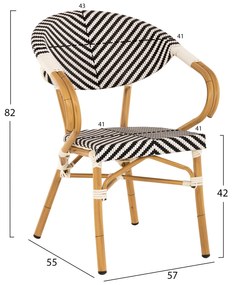 Πολυθρόνα Bamboo Look Μαύρο-Λευκό 57x55x82 Εκ.