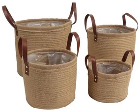 Σετ 4 τεμ Ψάθινα Καλάθια Boho FL3542 Fylliana Φυσικό Χρώμα 35x31 εκ. 35x35x31 εκ.