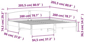 Σκελετός Κρεβ. Χωρίς Στρώμα Καφέ Κεριού 200x200 εκ Μασίφ Πεύκο - Καφέ