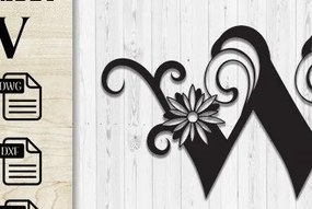 Intra απο ξύλο plywood Χρώμα wenge 3mm-4mm πάχος - Floral Butterfly Alphabet W Δίασταση 30x20 cm INTRAFABR-97000396