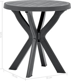 vidaXL Τραπέζι Bistro Ανθρακί Ø70 εκ. Πλαστικό