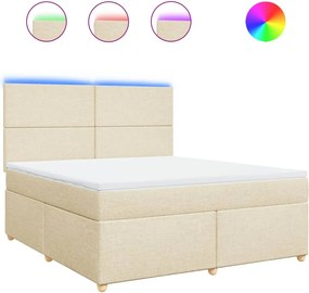 vidaXL Κρεβάτι Boxspring με Στρώμα Κρεμ 180x200 εκ. Υφασμάτινο
