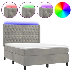 ΚΡΕΒΑΤΙ BOXSPRING ΜΕ ΣΤΡΩΜΑ&amp;LED ΑΝ. ΓΚΡΙ 140X190 ΕΚ. ΒΕΛΟΥΔΙΝΟ 3139739