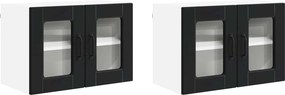 vidaXL Ραφιέρα τοίχου PORTO 2 pcs Μαύρο Επεξεργασμένο Ξύλο