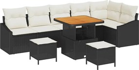 vidaXL Σετ Καναπέ Κήπου με μαξιλάρι 9 pcs Μαύρο Πολυ ράταν