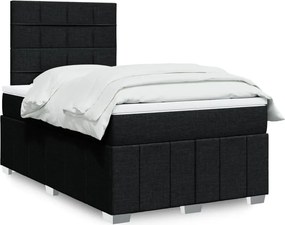 vidaXL Κρεβάτι Boxspring με Στρώμα Μαύρο 120x200 εκ. Υφασμάτινο