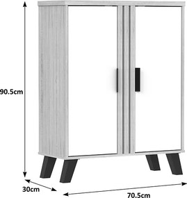 Παπουτσοθήκη-ντουλάπι Shoby pakoworld λευκό-sonoma 70.5x30x91εκ