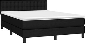 vidaXL Κρεβάτι Boxspring με Στρώμα &amp; LED Μαύρο 140x200 εκ. Υφασμάτινο