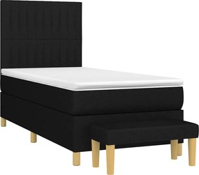 vidaXL Κρεβάτι Boxspring με Στρώμα Μαύρο 80 x 200 εκ. Υφασμάτινο