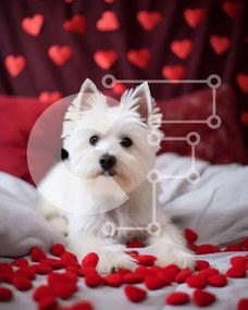 Intra Συλλεκτικό Ξύλινο Παζλ Plywood  4mm - Σκύλος West Highland Terrier σε διακοσμημένο κρεβάτι με καρδιά Σε Ξύλινο Κουτί - Διαστάσεις: 10x10 cm – 25 κομμάτια