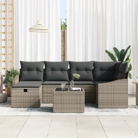 vidaXL Σετ Καναπέ 7 Τεμαχίων με Μαξιλάρια Γκρι Πολυ Ρατάν