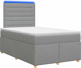 vidaXL Κρεβάτι box spring με στρώμα Ανοιχτό γκρι 120 x 200 cm Ύφασμα