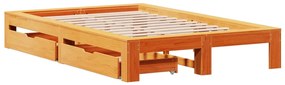 Σκελετός Κρεβ. Χωρίς Στρώμα Καφέ Κεριού 135x190 εκ Μασίφ Πεύκο - Καφέ
