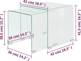vidaXL Σετ Τραπεζάκια Ζιγκόν 2 τεμ. Διάφανα από Ψημένο Γυαλί