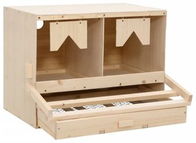 vidaXL Φωλιά για Κότες με 2 Θέσεις 63x40x45 εκ. από Μασίφ Ξύλο Πεύκου
