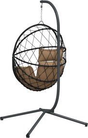 vidaXL Πολυθρόνα Egg Κρεμαστή με Βάση Taupe Συνθ. Ρατάν / Ατσάλι