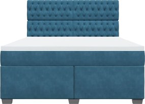 vidaXL Κρεβάτι Boxspring με Στρώμα Μπλε 180x200 εκ. Βελούδινο