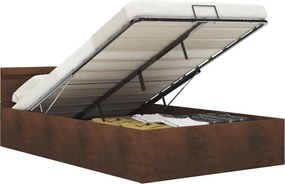 vidaXL Πλαίσιο Κρεβατιού με Αποθ. Χώρο/LED Καφέ 120x200 εκ. Ύφασμα