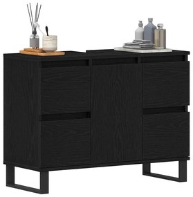 vidaXL Ντουλάπι Μπάνιου Μαύρη δρυς 80 x 33 x 60 εκ Επεξεργασμένο ξύλο