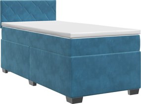 vidaXL Κρεβάτι box spring με στρώμα Σκούρο Μπλε 100 x 200 cm Βελούδο