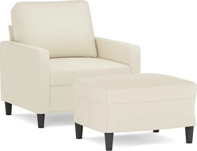 vidaXL Πολυθρόνα Κρεμ 60 εκ. Βελούδινη με Υποπόδιο