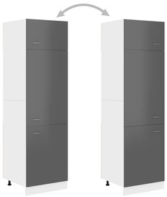 vidaXL Ντουλάπι Ψυγείου Γυαλιστερό Γκρι 60x57x207 εκ. Μοριοσανίδα
