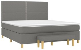 Κρεβάτι Boxspring με Στρώμα Σκούρο Γκρι 180x200 εκ Υφασμάτιν - Γκρι