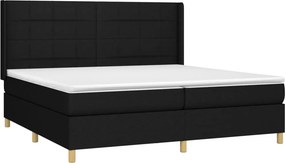 vidaXL Κρεβάτι Boxspring με Στρώμα Μαύρο 200x200 εκ. Υφασμάτινο