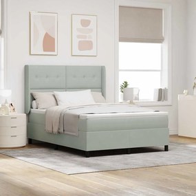 vidaXL Κρεβάτι Box Spring LED με Στρώμα Ανοιχτό γκρι 140 x 200 cm