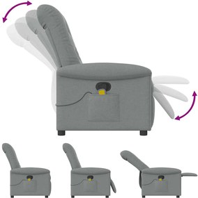 vidaXL Πολυθρόνα Μασάζ Ανακλινόμενη Ανοιχτό Γκρι Υφασμάτινη