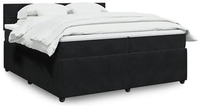 vidaXL Κρεβάτι Boxspring με Στρώμα Μαύρο 200x200 εκ. Βελούδινο