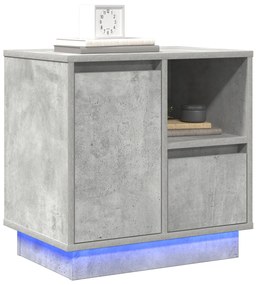 vidaXL Κομοδίνα με LED 2 τμχ Σκυρόδεμα Γκρι 50x34.5x50 εκ