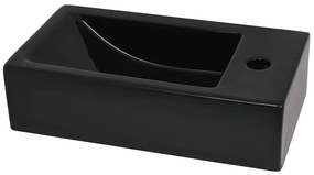 vidaXL Νιπτήρας Ορθογώνιος Οπή Βρύσης Μαύρος 46x25,5x12 εκ. Κεραμικός