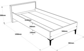 ΚΡΕΒΑΤΙ ΜΟΝΟ AUGUSTA PAKOWORLD OAK-ΑΝΘΡΑΚΙ 90X190ΕΚ