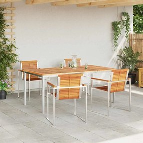 vidaXL Σέτ φαγητού για κήπο 5 pcs Σταθερό Ξύλο Ακακίας