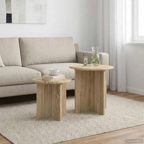 vidaXL Σετ βοηθητικά τραπεζάκια με αποθήκευση 2 pcs Sonoma Δρυς
