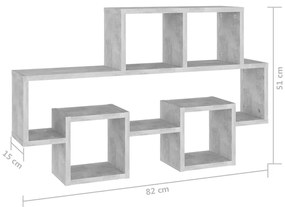 vidaXL Ράφι Τοίχου Σχήμα Αυτοκιν. Γκρι Σκυρ. 82x15x51 εκ. Επεξ. Ξύλο