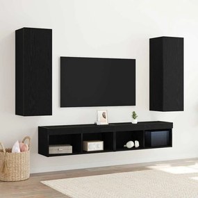 vidaXL Επιτοίχια Ραφιά - 2 τεμάχια, Μαύρη Δρυς, 30.5 x 30 x 90 εκ, Από Επεξεργασμένο Ξύλο