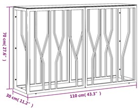 vidaXL Τραπέζι Κονσόλα Ασημί 110x30x70 εκ. Ανοξείδωτο Ατσάλι και Γυαλί