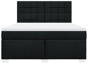 Κρεβάτι Boxspring με Στρώμα Μαύρο 180x200 εκ. Υφασμάτινο - Μαύρο