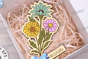 Σετ των 2 Intra απο ξύλο plywood 3mm-4mm πάχος – Ξύλινη ανθοδέσμη. Γιορτή της Μητέρας Δίασταση 20x20 cm INTRAFABR-116813007