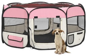 Πάρκο Σκύλου Πτυσσόμενο Ροζ 145x145x61 εκ. με Σάκο Μεταφοράς