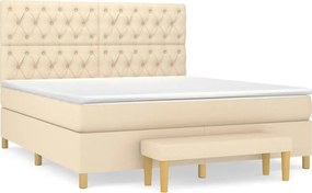 vidaXL Κρεβάτι Boxspring με Στρώμα Κρεμ 160x200 εκ. Υφασμάτινο