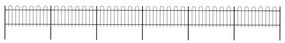Κάγκελα Περίφραξης με Κυκλική Κορυφή Μαύρα 10,2x0,8 μ. Ατσάλινα