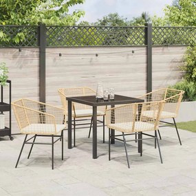vidaXL Σέτ φαγητού για κήπο 5 pcs Καφέ συνθετικό ρατάν