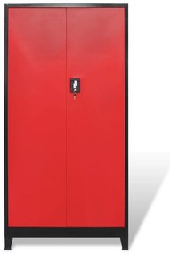 vidaXL Ντουλάπα Εργαλείων 2 Πόρτες Μαύρη/Κόκκινη 90x40x180 εκ Ατσάλινη