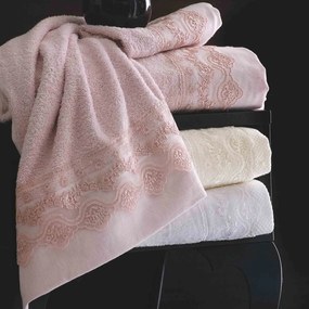 Πετσέτες Σετ Nena Ecru Ρυθμός 3τμχ Towels Set 100% Πενιέ Βαμβάκι