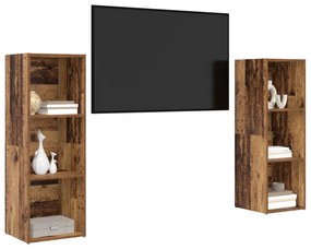 vidaXL Σετ επίπλου τηλεόρασης 2 pcs Παλαιό ξύλο 107 x 35 x 37 cm