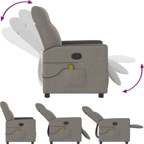 vidaXL Πολυθρόνα Μασάζ Ανακλινόμενη Taupe Υφασμάτινη