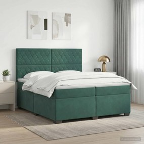 vidaXL Κρεβάτι box spring με στρώμα Σκούρο Πράσινο 200 x 200 cm